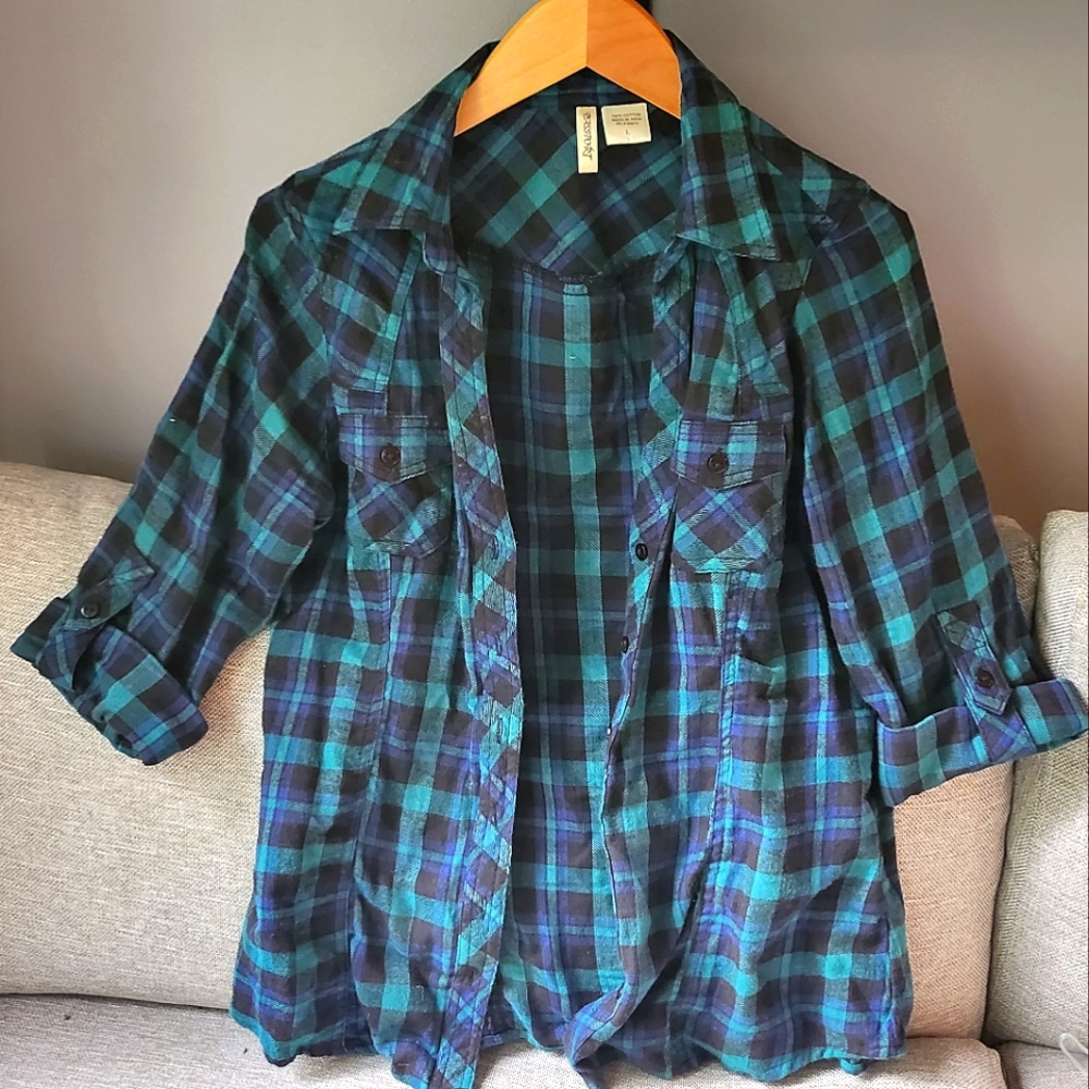 Flannel Buttown Down Blouse